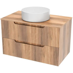 Meuble de salle de bain ondulé à suspendre avec vasque à poser Naturel 80.5x62.3x45.7 cm