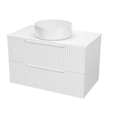 Meuble de salle de bain ondulé à suspendre avec vasque à poser Blanc 80.5x62.3x45.7 cm