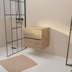 meuble de salle de bains 60 cm à tiroirs avec plan finition chêne naturel - timber