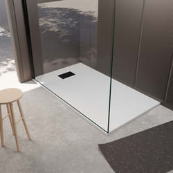 Pack receveur blanc effet pierre 80x120 cm et grille décor perforée noire mate