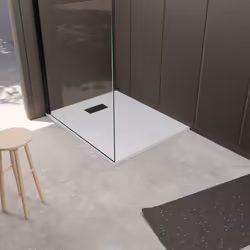 Cet ensemble receveur Blanc Effet Pierre associé à la Grille Décor Perforée en Inox s'accordera parfaitement à votre espace d ...