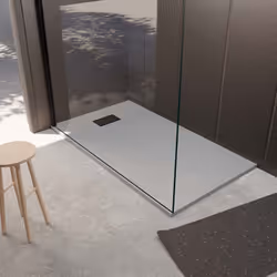 Cet ensemble receveur Gris Effet Pierre associé à la Grille Décor Rainurée en Inox s'accordera parfaitement à votre espace de ...