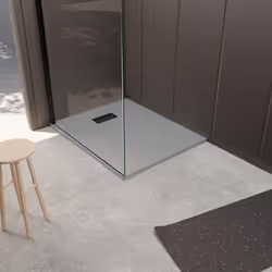 Cet ensemble receveur Gris Effet Pierre associé à la Grille Décor Rainurée en Inox s'accordera parfaitement à votre espace de ...