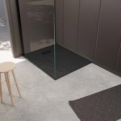 Pack Receveur Noir Effet Pierre 90x120 cm et Grille décor Linéaire Noire Mate