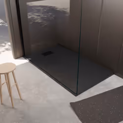 Cet ensemble receveur Noir Effet Pierre associé à la Grille Décor Rainurée en Inox s'accordera parfaitement à votre espace de ...