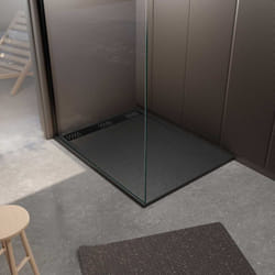 Receveur noir effet granite en résine epoxy 80x120x3 cm + grille linéaire noire