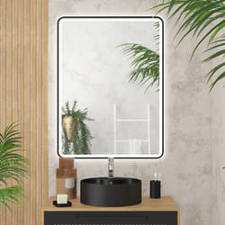 miroir led salle de bain et contour noir - 100x70cm - go black led