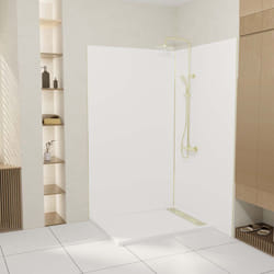 Pack 2 Panneaux Muraux en Aluminium Blanc 120x210 cm + Profilés Finition et Angle Or Doré Brossé