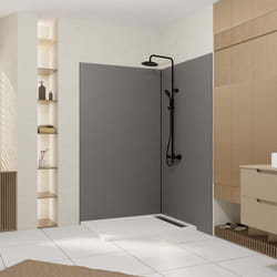 Pack 2 panneaux muraux en aluminium gris 120x210 cm + profilés finition et angle noir