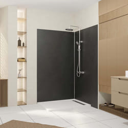 Pack 2 panneaux muraux pierre adoise 120+90x210 cm + profilés finition et angle chrome