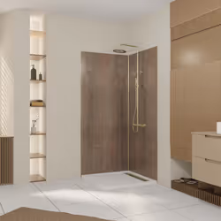Pack 2 Panneaux Muraux Pierre Wood Stone 90x210 cm + Profilés Finition et Angle Or Brossé