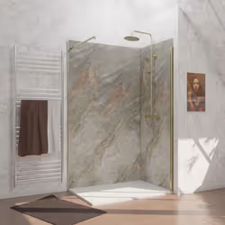 Pack 2 Panneaux Muraux Pierre Wood Stone 120+90x210 cm + Profilés Finition et Angle Or Brossé