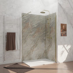 Pack 2 Panneaux Muraux Pierre Wood Stone 120+90x210 cm + Profilés Finition et Angle Or Brossé