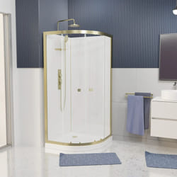 Aurlane - cabine de douche quart de cercle 90x90x200/230cm - receveur bas - fonds blancs et profilés or brossé