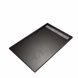 Receveur en acrylique Noir Effet Pierre 90x140x5 cm - Grille Linéaire Chrome - METEORA