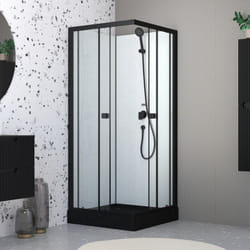 Aurlane - cabine de douche intégrale 80x80x200 cm carrée - portes coulissantes - receveur noir mat