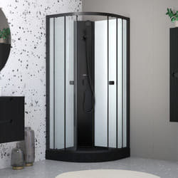 Aurlane - cabine de douche 1/4 de cercle 85x85x200 cm - portes coulissantes - receveur noir mat