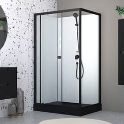 cabine de douche rectangulaire 110x80x197 cm - porte coulissante - receveur noir mat