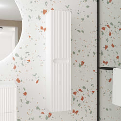 Aurlane - colonne de salle de bain blanc neige suspendu - hauteur 120 cm - 2 portes - leon