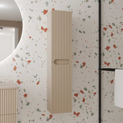 Aurlane - colonne de salle de bain marron glacé suspendu - hauteur 120 cm - 2 portes - leon