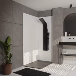 colonne de douche effet pluie - 140x20cm - acier inoxydable brossé noir mat