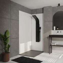 colonne de douche effet pluie - 140x20cm - acier inoxydable brossé noir mat