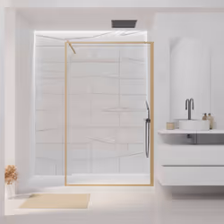 Élégante et naturelle, la paroi de douche effet bois WOODEN CONTOURING transformera votre espace de douche à l'italienne en u ...