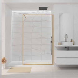Paroi de douche 120x200 cm - cadre et bras aluminium décor bois - wooden contouring