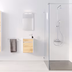 Meuble Lave Mains MINI 40x50x22 cm - Blanc et Chêne Clair
