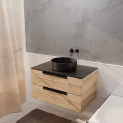 Élégance et Modernité Intemporelles Ce meuble de salle de bain allie le charme de la finition chêne vintage avec la modernité ...