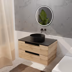 Charme Vintage et Design Moderne Offrez à votre salle de bain un look unique avec ce meuble en bois décor chêne vintage et va ...