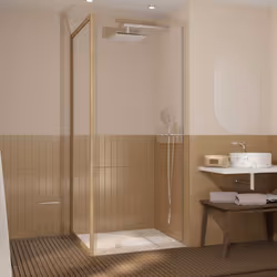 Paroi de retour 80x200cm - Profilés Aluminium effet Bois - Verre Trempé 6mm - WOOD CRUSH