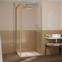 Paroi de retour 90x200cm - profilés aluminium effet bois - verre trempé 6mm - wood crush