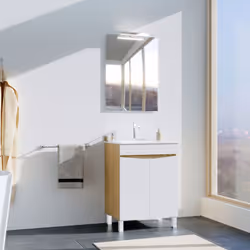 Design Élégant et Fonctionnel Ce meuble de salle de bains moderne est doté de 2 portes dotées d'un système de fermeture progr ...