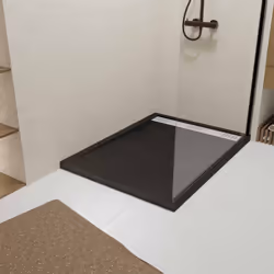 Cet ensemble Receveur Noir, Effet Pierre, s'accordera parfaitement à l'ambiance de votre espace de douche. Grille caniveau Bl ...