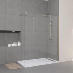 Aurlane - pack paroi de douche 160x200cm verre transparent - barre de fixation extensible et profil or brossé
