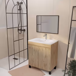 TIMBER, un style sobre et actuel ! Apportez une touche naturelle et élégante à votre salle de bains avec ce meuble en mélamin ...