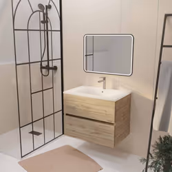 TIMBER 70, un style sobre et actuel ! Apportez une touche naturelle et élégante à votre salle de bains avec ce meuble en méla ...