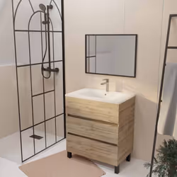 TIMBER, un style sobre et actuel ! Apportez une touche naturelle et élégante à votre salle de bains avec ce meuble en mélamin ...