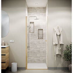 Aurlane - porte de douche pivotante 70x180 cm en verre trempe 5 mm - finition or brosse - gold elementary