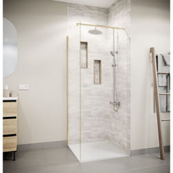 retour pour porte de douche 80×180 cm verre trempe 5mm - finition or brosse - gold elementary