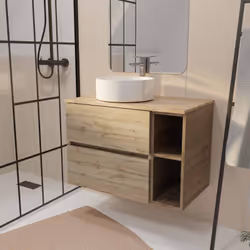 TIMBER 80, rangement et élégance naturelle. Apportez une touche naturelle et élégante à votre salle de bains avec ce meuble e ...