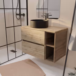 TIMBER 80, rangement et élégance naturelle. Apportez une touche naturelle et élégante à votre salle de bains avec ce meuble e ...