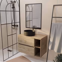 TIMBER 80, rangement et élégance naturelle. Apportez une touche naturelle et élégante à votre salle de bains avec ce meuble e ...