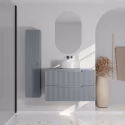 LEON, l’ensemble meuble vasque et colonne aux façades ondulées ! Découvrez l'ensemble complet LEON qui associe parfaitement d ...