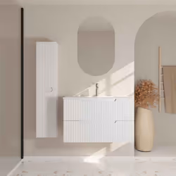 LEON, l’ensemble meuble vasque et colonne aux façades ondulées ! Découvrez l’ensemble complet LEON qui associe parfaitement d ...