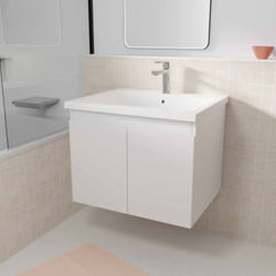 Aurlane - meuble de salle de bains 60cm a suspendre blanc - 2 portes - vasque blanche - elementary