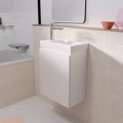 Idéal pour les petits espaces ! Le meuble lave mains suspendu ELEMENTARY deviendra indispensable. Composé d'un meuble de rang ...