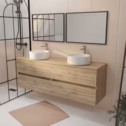 TIMBER 160, rangement et élégance naturelle Apportez une touche naturelle et élégante à votre salle de bains avec ce meuble e ...