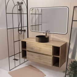 TIMBER 120, rangement et élégance naturelle Apportez une touche naturelle et élégante à votre salle de bains avec ce meuble e ...